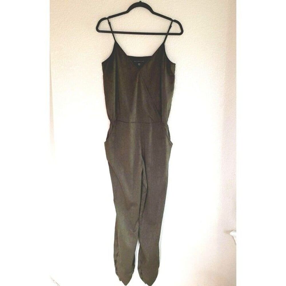 Womens Pansuit Green M Sexy Snake Print V-Neck Faux Wrap Sleeveless Pantsuit
